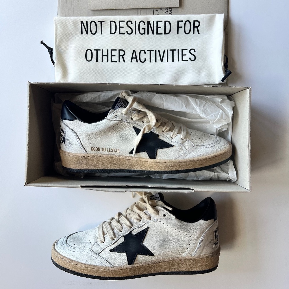 GOLDEN GOOSE Ball Star Sneakers -White/Black (Women’s 37) | NWT